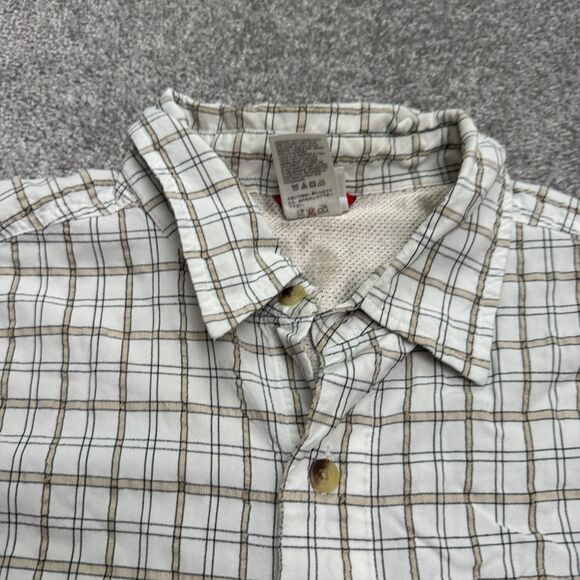 The North Face Y2K Button Down Shirt Mens Medium White Brown Plaid Short Sleeve - Picture 3 of 11